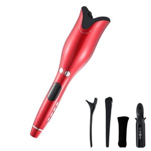 Automatic Ceramic Rotating Hair Iron Curler Red
