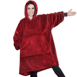 Oversized Plush Blanket Hoodies One Size Fits All Red