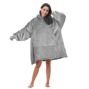 Oversized Plush Blanket Hoodies One Size Fits All Grey