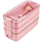 Bento Box 3 Layer Lunch Container - 900ml - Pink