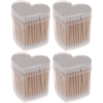 Double Sided Wood Stick Cotton Buds 120pcs Pack of 4