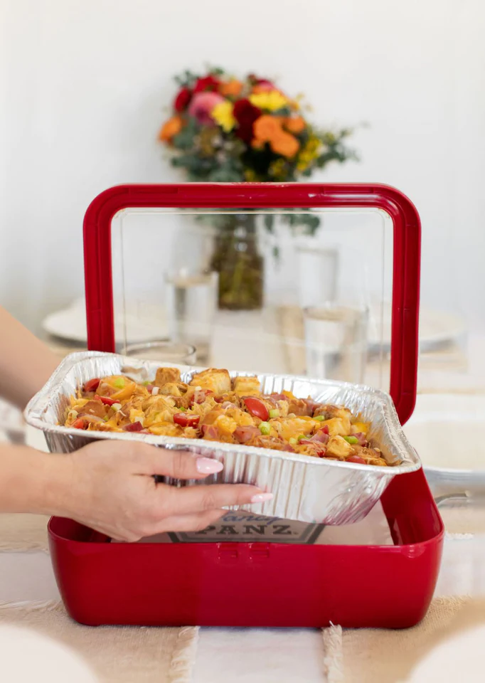 2 in 1 foil Fancy Pans Carrier for Indoor and Outdoor Use - Red