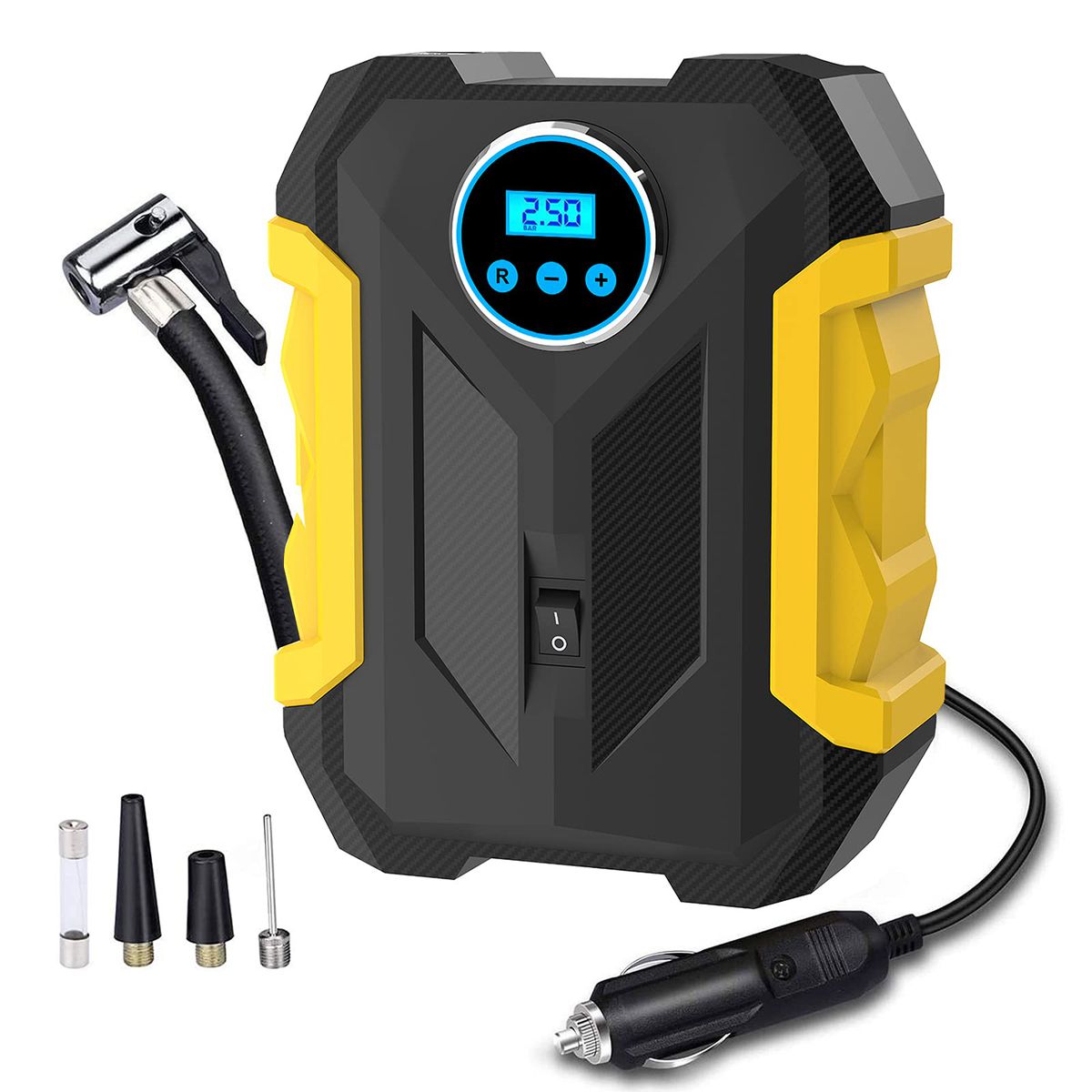 Multifunctional Portable Digital Air Pump Compressor Black/Yellow