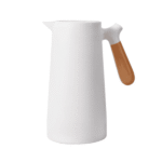 1L Thermos Insulated Jug Flask With Wooden Handle White