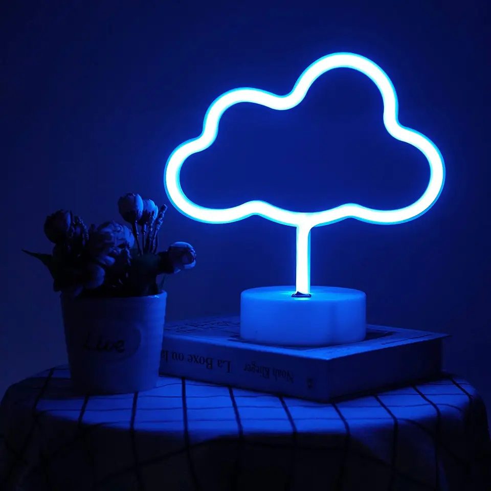 USB DC Cable or Battery Operated Cloud Neon Lamp With Base B-16
