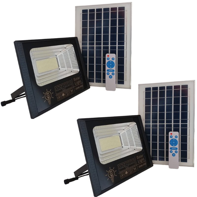 200W BDNavi IP65 Waterproof Solar Flood Light - Pack of 2