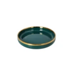 Green Round Dinner Plate With Gold Rim 20cm