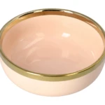 Pink Ceramic Bowl With Gold Rim 15cm