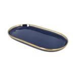 Blue Ceramic Flat Fish Serving Platter