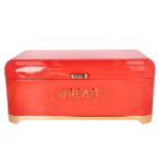 Red Rosegold Steel Bread Bin 43cm