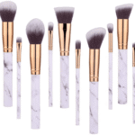 10 Piece Marble Style Professional Makeup Brush Cosmetic Set White