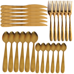 24pcs Gold Detailed Utensil Set