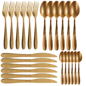 24pcs Bronze Detailed Utensil Set