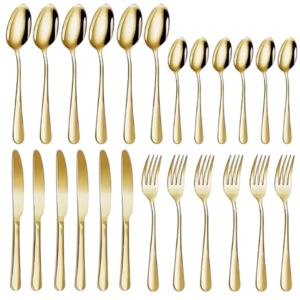 24pcs Plain Gold Plated Utensil Sets