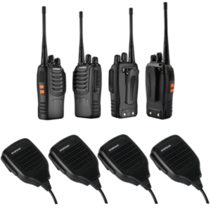 4 Piece Baofeng BF-888S 16-Channel Walkie Talkie 2 Way Radio with 4 Shoulder Mics