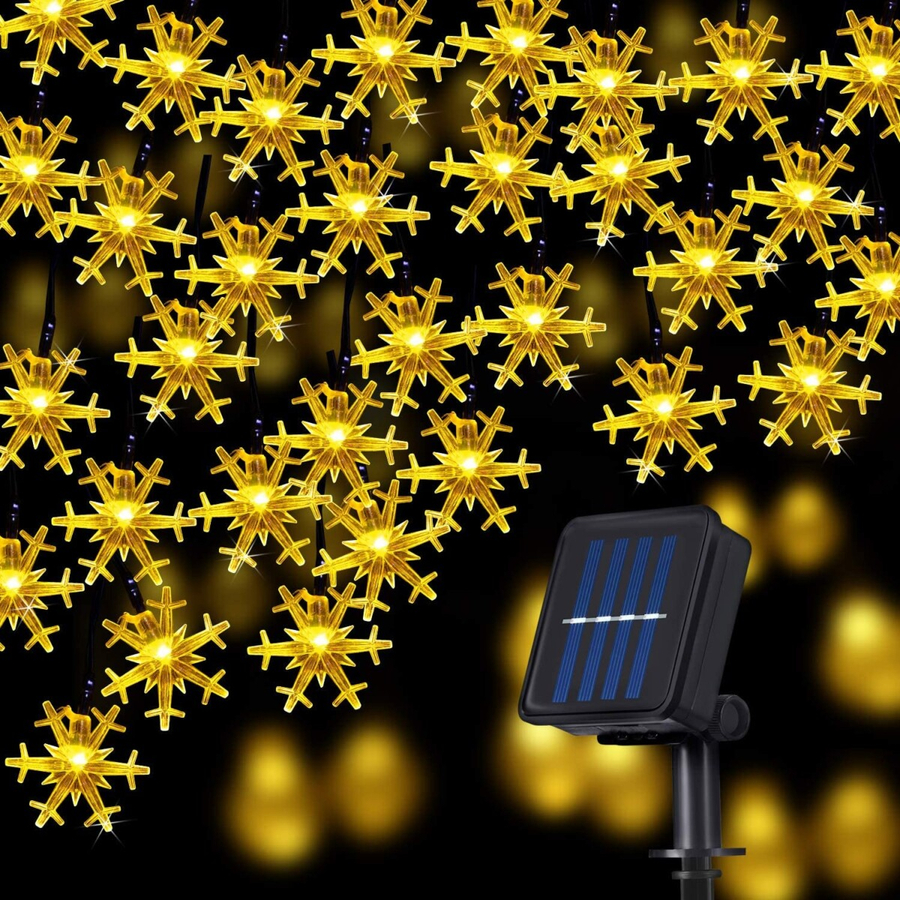 6M Solar Rechargeable Snow Flake Fairy Lights 6M Solar Rechargeable Snow Flake Fairy Lights