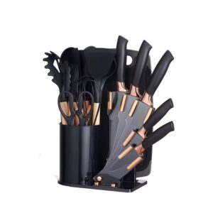 Silicone Kitchen Utensil Set 19pcs With Storage Holder - Black