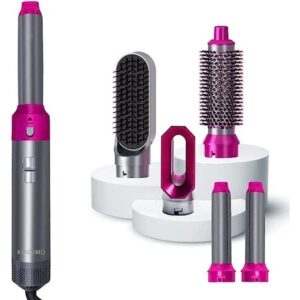 5 In 1 Hair Styler With Hot Air Brush, Air Curler, Hair Dryer, Straighteners, Wrapper