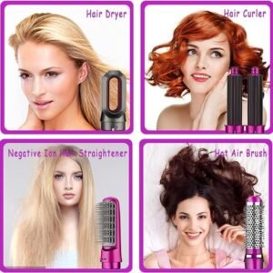 5 In 1 Hair Styler With Hot Air Brush, Air Curler, Hair Dryer, Straighteners, Wrapper
