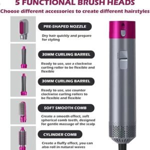 5 In 1 Hair Styler With Hot Air Brush, Air Curler, Hair Dryer, Straighteners, Wrapper