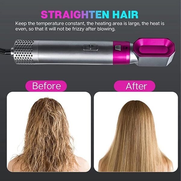 5 In 1 Hair Styler With Hot Air Brush, Air Curler, Hair Dryer, Straighteners, Wrapper