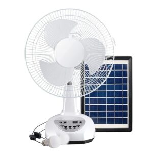 Rechargeable Oscillating 2 Speed Solar Powered Fan with USB Port 12 Inch