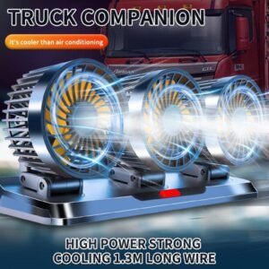 Baihuo MY-7158 Vehicle Cigarette Lighter Powered Triple Head Fan