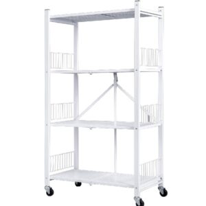 JG20375387 4 Tier Folding Trolley Shelf With Lockable Wheels