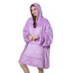Oversized Plush Blanket Hoodies One Size Fits All Purple