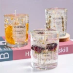 3 x Crystal Jelly candle with Dried Flowers- Decorative Scented Candles