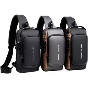 Anti-Theft Sling Bag  – USB Charging, Waterproof Chest Pack with Lock