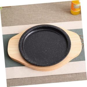 Iron Sizzler Plate with Wooden Base