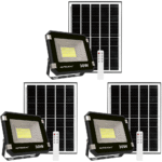 3 x Actolight Premium Solar Rechargeable Flood Light – 30W | IP67 Waterproof