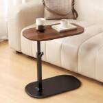 360° Extendable Minimalist C-Shaped Coffee Table with Metal Frame