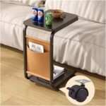 Mobile Side End Table with Lockable Wheels - Brown