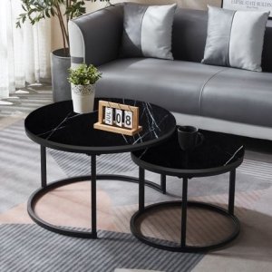 Coffee Table Set with 2 Side End Tables for Living Room