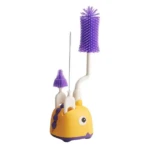 3 In 1 Silicone Baby Bottle Cleaning Brush Kit With Stand – Yellow