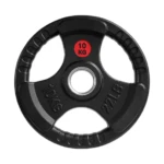 10Kg Rubber Dumbbell Plate with 3-Hole Design - Gym Strength Training Equipment