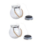 Set Of 2 Outdoor Solar Glass Decoration Light