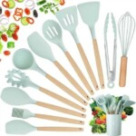12-Piece Heat Resistant Silicone Cooking Utensils Set – Green.