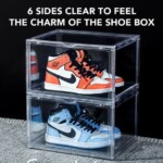Set Of 2 Stackable Transparent Sneaker Box For Storage And Organization