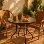 80Cm Outdoor Dining Table – Round Tempered Glass Patio Table.