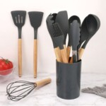 12-Piece Heat Resistant Silicone Cooking Utensils Set – Grey