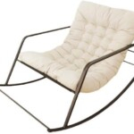 Rocking Chair with Padded Cushion Indoor Outdoor Patio Chair with Upgraded Steel Frame