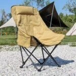 Outdoor Foldable High Back Moon Chair, Portable Camping Chair with Carry Bag