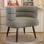 Modern Cozy Vanity Chair Makeup Chair with Backrest for Home Cream Style Dressing Chair Leisure Chair Living Room Interior Office