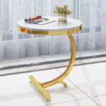 Luxury Marble Sofa Side Table Corner Table Living Room Sofa End Bedside Table Small Round Coffee Table