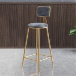 Bar Stools Modern Industrial Bar Stools Chair Footrest Stool With Backrest Round Cushion Seat Dining Chairs for Kitchen | Pub | Cafe Bar Counter Stool Gold Metal Legs
