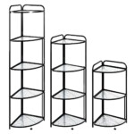 Tier Folding Corner Shelf Unit, Shower Caddy Toilet Storage, Bathroom Standing Shelving Unit, Kitchen Triangle Rack