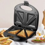 Sandwich Maker with Non-Stick Plates, 4-Slice Capacity, Black